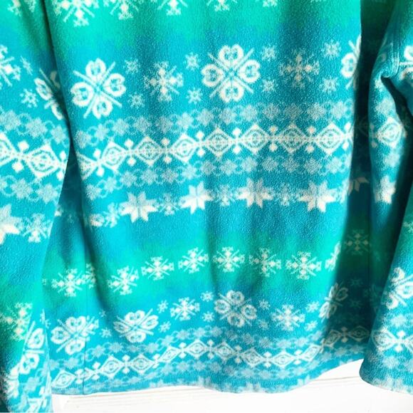 T by Talbots Colorful Snowflake Zip Front Long Sleeve Fleece Jacket Size XL - Picture 8 of 10